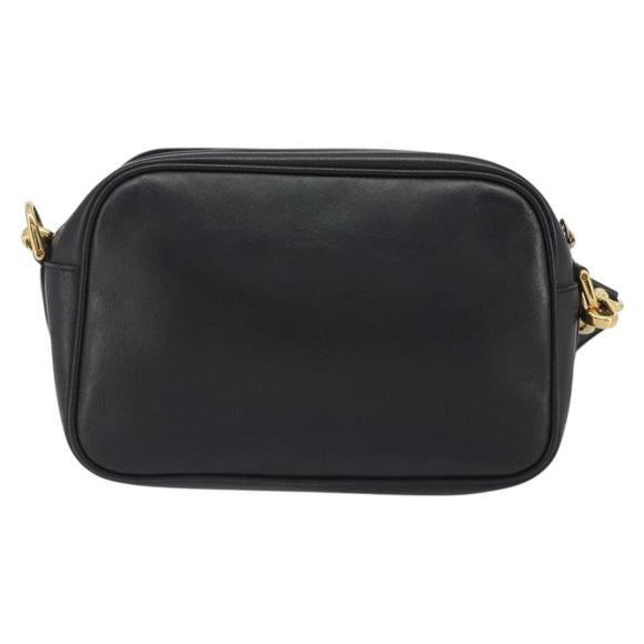 FENDI Shoulder Bag Leather Navy Gold Auth ka4981