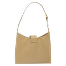 Salvatore Ferragamo Gancini Shoulder Bag Leather Beige Gold Auth ka4982-2