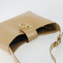 Salvatore Ferragamo Gancini Shoulder Bag Leather Beige Gold Auth ka4982-6