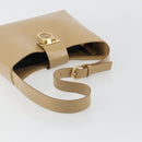 Salvatore Ferragamo Gancini Shoulder Bag Leather Beige Gold Auth ka4982-7