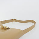 Salvatore Ferragamo Gancini Shoulder Bag Leather Beige Gold Auth ka4982-8