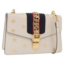 GUCCI Silvi Sherry Line Shoulder Bag Leather Ivory Gold 524405 Auth ka4983M-1