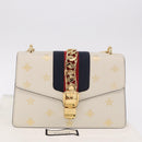 GUCCI Silvi Sherry Line Shoulder Bag Leather Ivory Gold 524405 Auth ka4983M-28