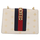GUCCI Silvi Sherry Line Shoulder Bag Leather Ivory Gold 524405 Auth ka4983M-3