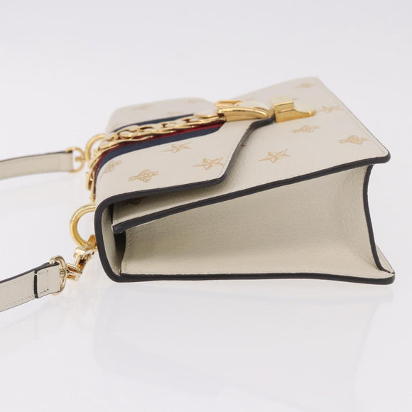 GUCCI Silvi Sherry Line Shoulder Bag Leather Ivory Gold 524405 Auth ka4983M