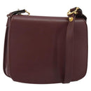 CARTIER Must Line Shoulder Bag Leather Bordeaux Gold Auth ka4985-1
