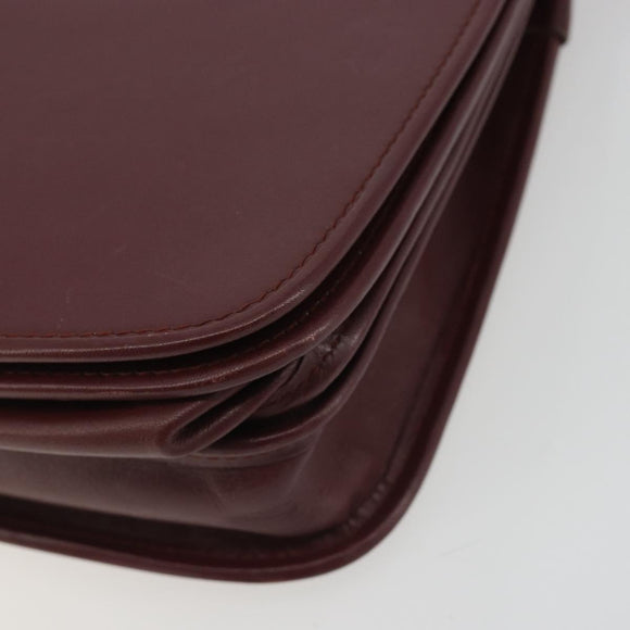 CARTIER Must Line Shoulder Bag Leather Bordeaux Gold Auth ka4985