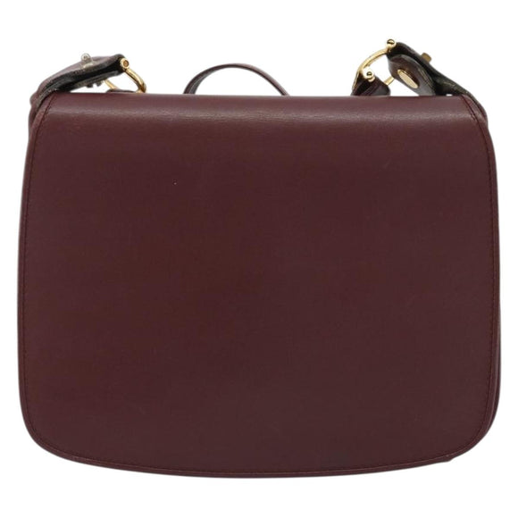 CARTIER Must Line Shoulder Bag Leather Bordeaux Gold Auth ka4985