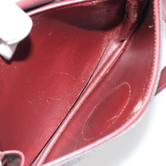 CARTIER Must Line Shoulder Bag Leather Bordeaux Gold Auth ka4985
