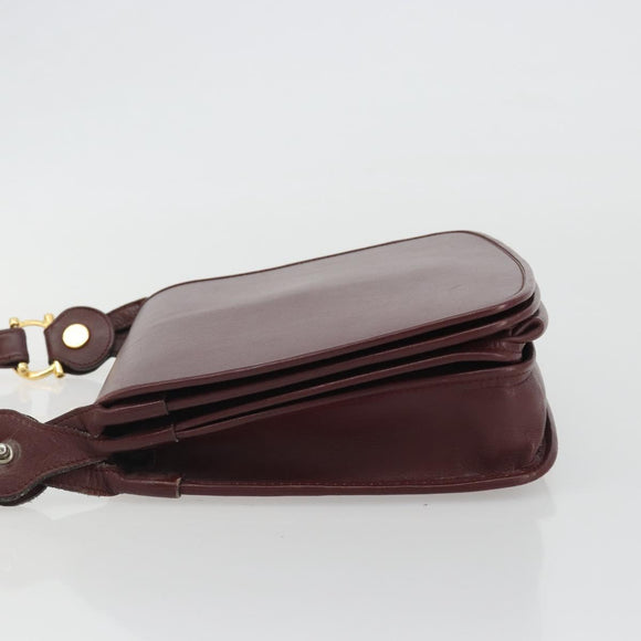 CARTIER Must Line Shoulder Bag Leather Bordeaux Gold Auth ka4985