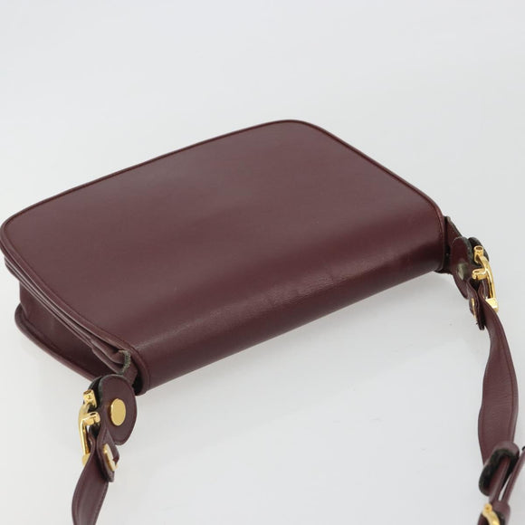 CARTIER Must Line Shoulder Bag Leather Bordeaux Gold Auth ka4985