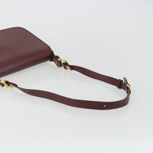 CARTIER Must Line Shoulder Bag Leather Bordeaux Gold Auth ka4985