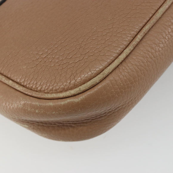 GUCCI Chain Shoulder Bag Leather Beige Gold 536224 Auth ka4986