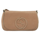 GUCCI Chain Shoulder Bag Leather Beige Gold 536224 Auth ka4986-2