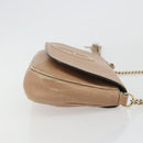 GUCCI Chain Shoulder Bag Leather Beige Gold 536224 Auth ka4986-4