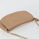 GUCCI Chain Shoulder Bag Leather Beige Gold 536224 Auth ka4986-6