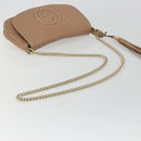 GUCCI Chain Shoulder Bag Leather Beige Gold 536224 Auth ka4986-7