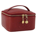CHANEL COCO Mark Vanity Hand Bag Caviar Skin Red Gold CC Auth ka4988-1