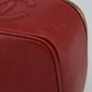 CHANEL COCO Mark Vanity Hand Bag Caviar Skin Red Gold CC Auth ka4988-10