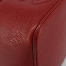 CHANEL COCO Mark Vanity Hand Bag Caviar Skin Red Gold CC Auth ka4988-11