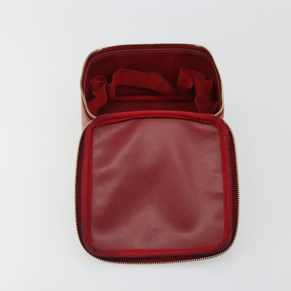 CHANEL COCO Mark Vanity Hand Bag Caviar Skin Red Gold CC Auth ka4988
