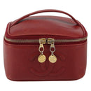 CHANEL COCO Mark Vanity Hand Bag Caviar Skin Red Gold CC Auth ka4988-2