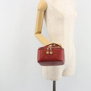 CHANEL COCO Mark Vanity Hand Bag Caviar Skin Red Gold CC Auth ka4988-22