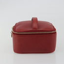CHANEL COCO Mark Vanity Hand Bag Caviar Skin Red Gold CC Auth ka4988-4