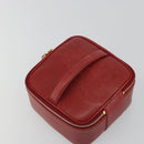 CHANEL COCO Mark Vanity Hand Bag Caviar Skin Red Gold CC Auth ka4988-6