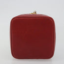 CHANEL COCO Mark Vanity Hand Bag Caviar Skin Red Gold CC Auth ka4988-9