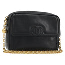 CHANEL Chain Shoulder Bag Caviar Skin Black Gold CC Auth ka4989V-1