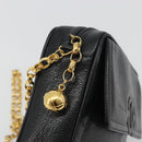 CHANEL Chain Shoulder Bag Caviar Skin Black Gold CC Auth ka4989V-9