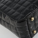 CHANEL Choco Bar Hand Bag Patent leather Black Gold CC Auth ka4990-14