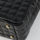 CHANEL Choco Bar Hand Bag Patent leather Black Gold CC Auth ka4990-15