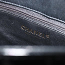 CHANEL Choco Bar Hand Bag Patent leather Black Gold CC Auth ka4990-17