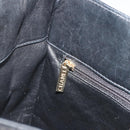CHANEL Choco Bar Hand Bag Patent leather Black Gold CC Auth ka4990-20
