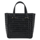 CHANEL Choco Bar Hand Bag Patent leather Black Gold CC Auth ka4990-13