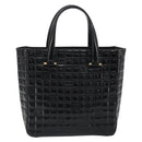 CHANEL Choco Bar Hand Bag Patent leather Black Gold CC Auth ka4990-2