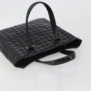 CHANEL Choco Bar Hand Bag Patent leather Black Gold CC Auth ka4990-6