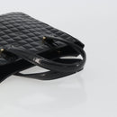 CHANEL Choco Bar Hand Bag Patent leather Black Gold CC Auth ka4990-7