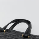 CHANEL Choco Bar Hand Bag Patent leather Black Gold CC Auth ka4990-8
