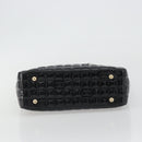 CHANEL Choco Bar Hand Bag Patent leather Black Gold CC Auth ka4990-5