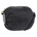 LOEWE Anagram Shoulder Bag Leather Navy Gold Auth ka4992A-1