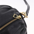 LOEWE Anagram Shoulder Bag Leather Navy Gold Auth ka4992A-9