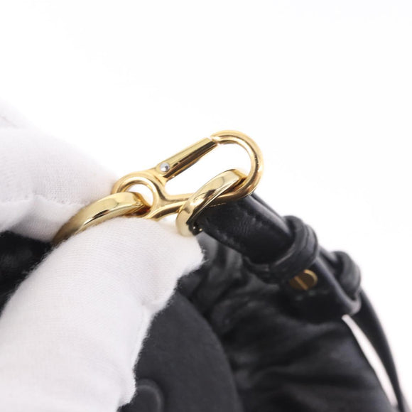 LOEWE Anagram Shoulder Bag Leather Navy Gold Auth ka4992A