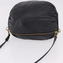 LOEWE Anagram Shoulder Bag Leather Navy Gold Auth ka4992A-6