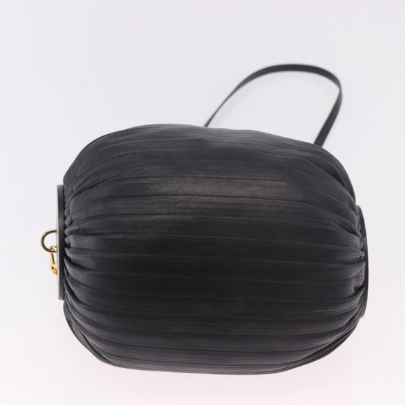 LOEWE Anagram Shoulder Bag Leather Navy Gold Auth ka4992A
