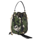 Miu Miu Hand Bag Canvas 2way Green Gold Auth ka4993A-1