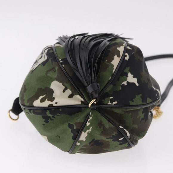 Miu Miu Hand Bag Canvas 2way Green Gold Auth ka4993A