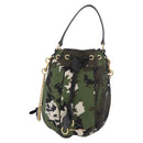 Miu Miu Hand Bag Canvas 2way Green Gold Auth ka4993A-13